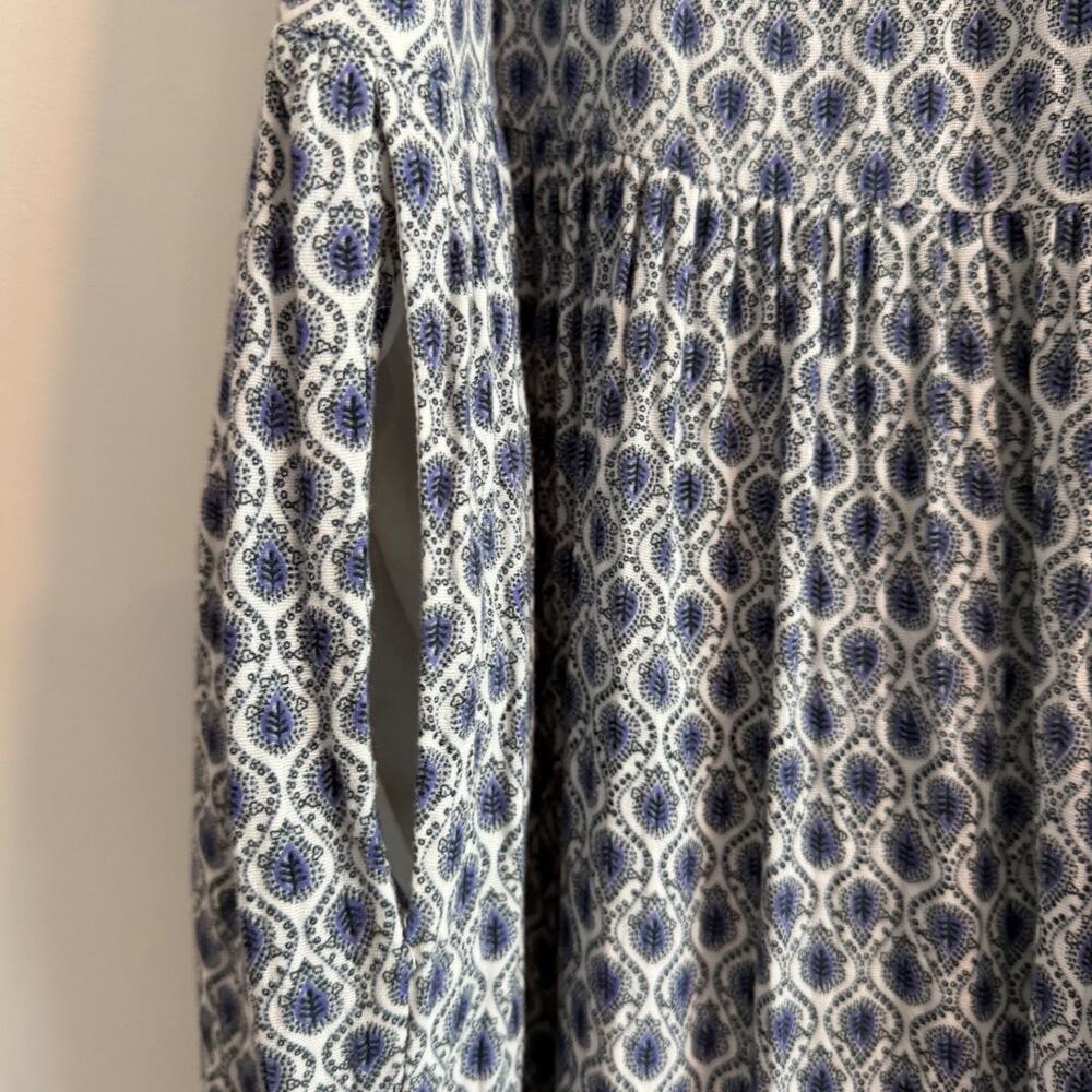 Ann Taylor Tiered Maxi Dress Women's Large Blue Pattern Sleeveless Round Neck - Picture 4 of 7